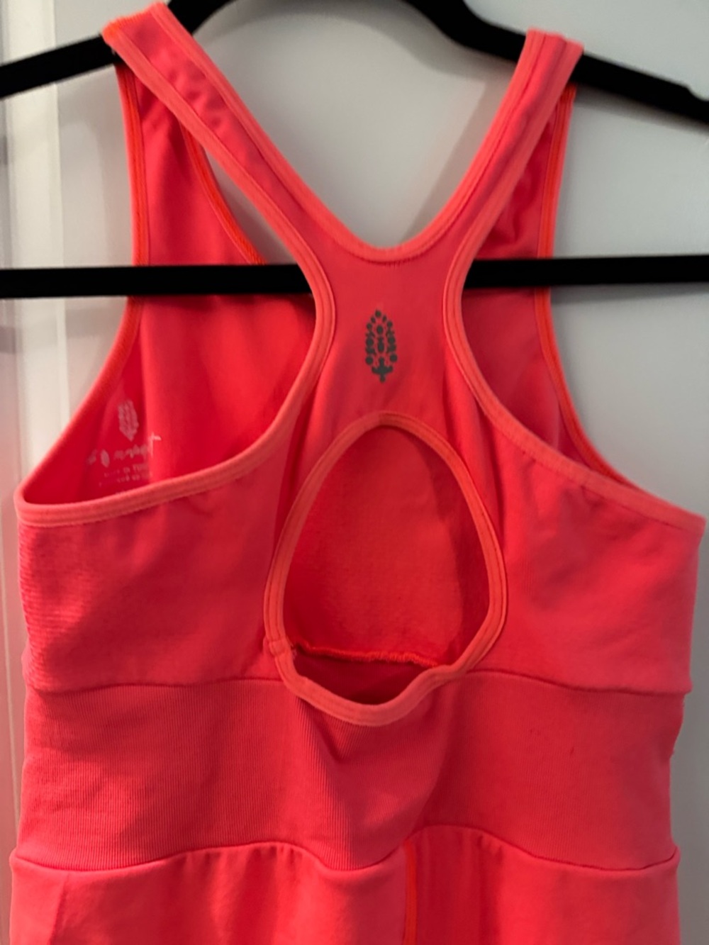 FP Movement by Free People Neon Coral Tank Romper Runsie XS/S - Picture 4 of 5